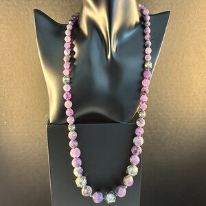 💜 26–27” Amethyst Gemstone Necklace with Sterling Silver Accents – Elegant Stat